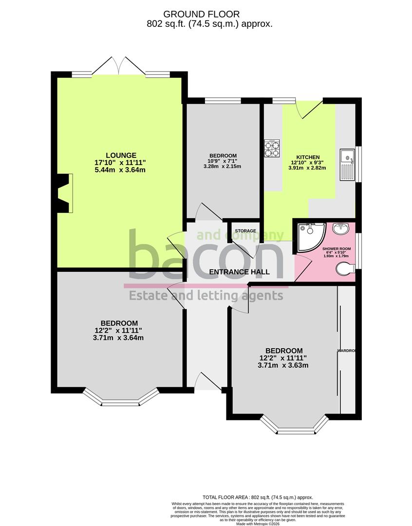 Floor Plan | Bungalow - Semi Detached | Saxony Road, Broadwater, Worthing, West Sussex, BN14 7AT | For Sale